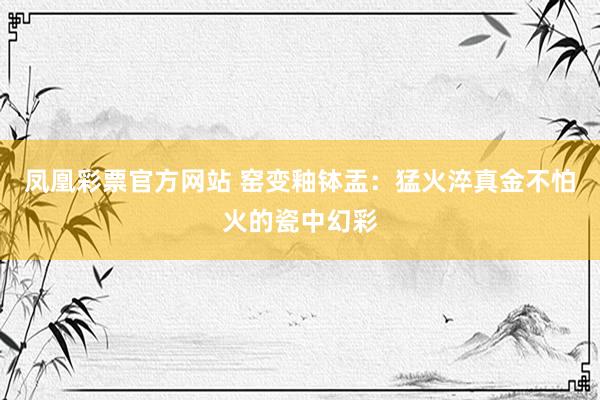凤凰彩票官方网站 窑变釉钵盂：猛火淬真金不怕火的瓷中幻彩