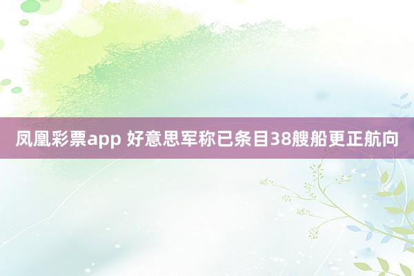 凤凰彩票app 好意思军称已条目38艘船更正航向