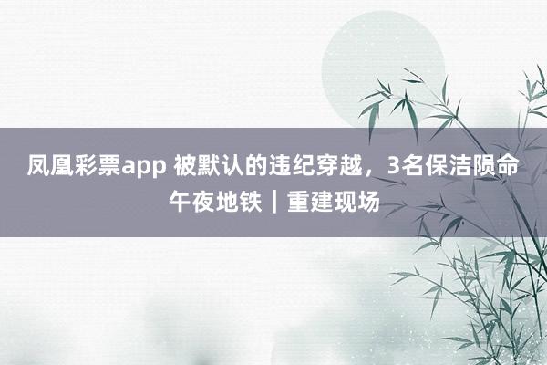 凤凰彩票app 被默认的违纪穿越，3名保洁陨命午夜地铁｜重建现场