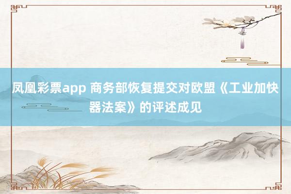 凤凰彩票app 商务部恢复提交对欧盟《工业加快器法案》的评述成见