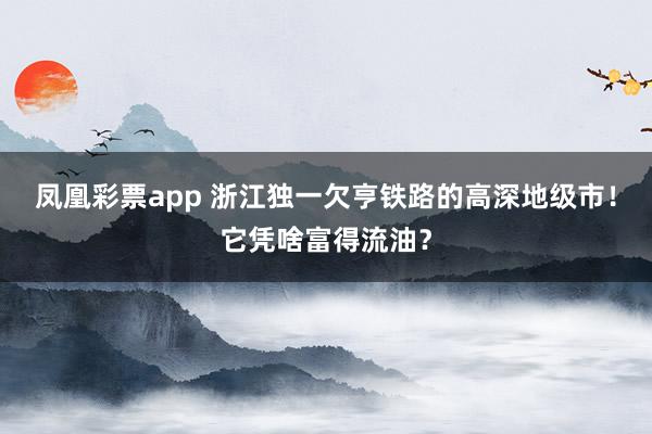 凤凰彩票app 浙江独一欠亨铁路的高深地级市！它凭啥富得流油？