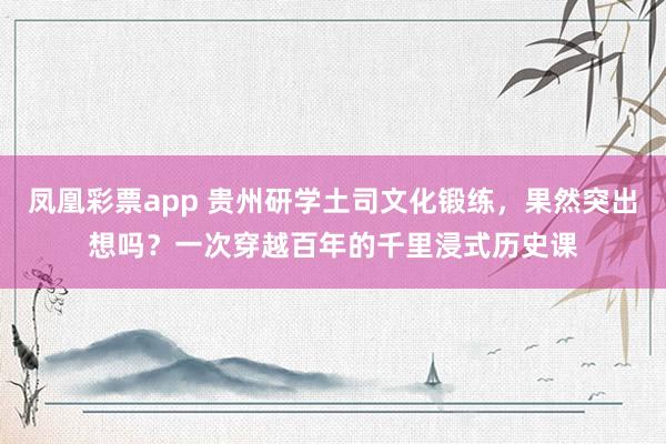 凤凰彩票app 贵州研学土司文化锻练，果然突出想吗？一次穿越百年的千里浸式历史课