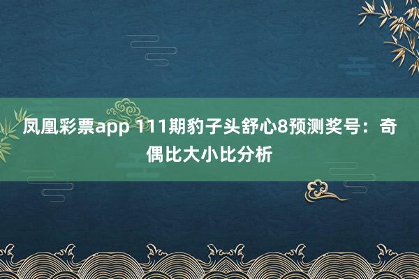 凤凰彩票app 111期豹子头舒心8预测奖号：奇偶比大小比分析