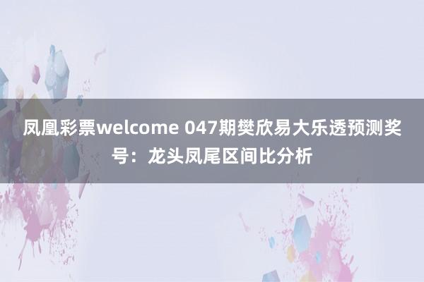 凤凰彩票welcome 047期樊欣易大乐透预测奖号：龙头凤尾区间比分析