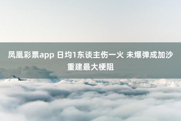 凤凰彩票app 日均1东谈主伤一火 未爆弹成加沙重建最大梗阻