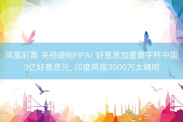 凤凰彩票 央视硬刚FIFA! 好意思加墨寰宇杯中国3亿好意思元， 印度两届3500万太精明